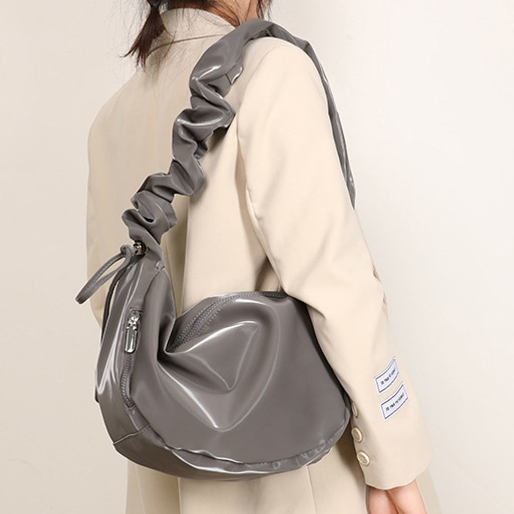 Marabel Shiny Vegan Leather Shoulder Handbag