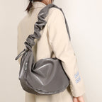 Marabel Shiny Vegan Leather Shoulder Handbag