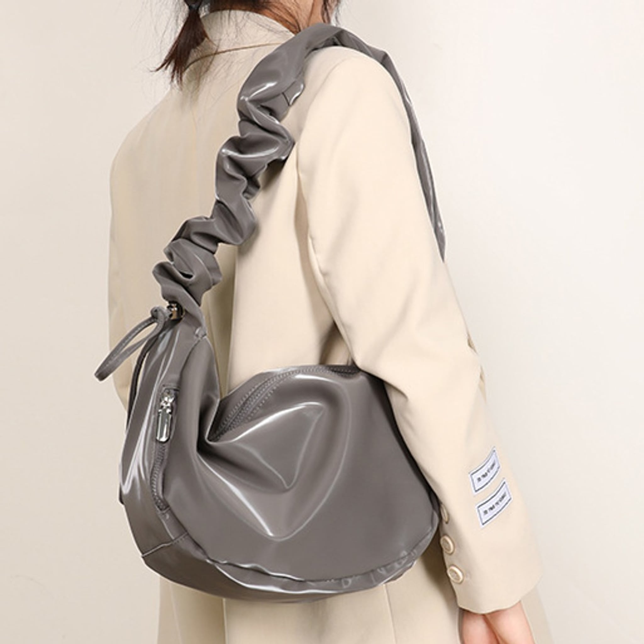 Marabel Shiny Vegan Leather Shoulder Handbag