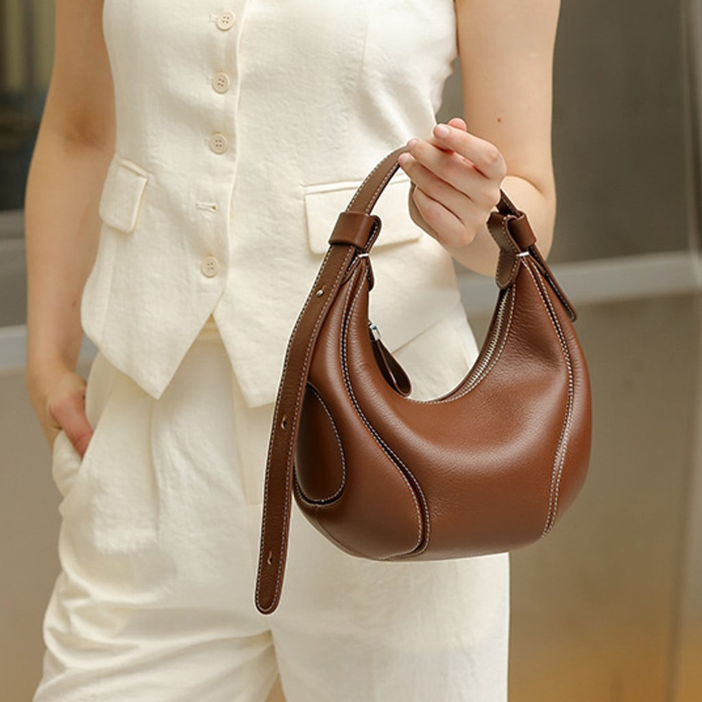 Marabel Leather Baseball Underarm Bag