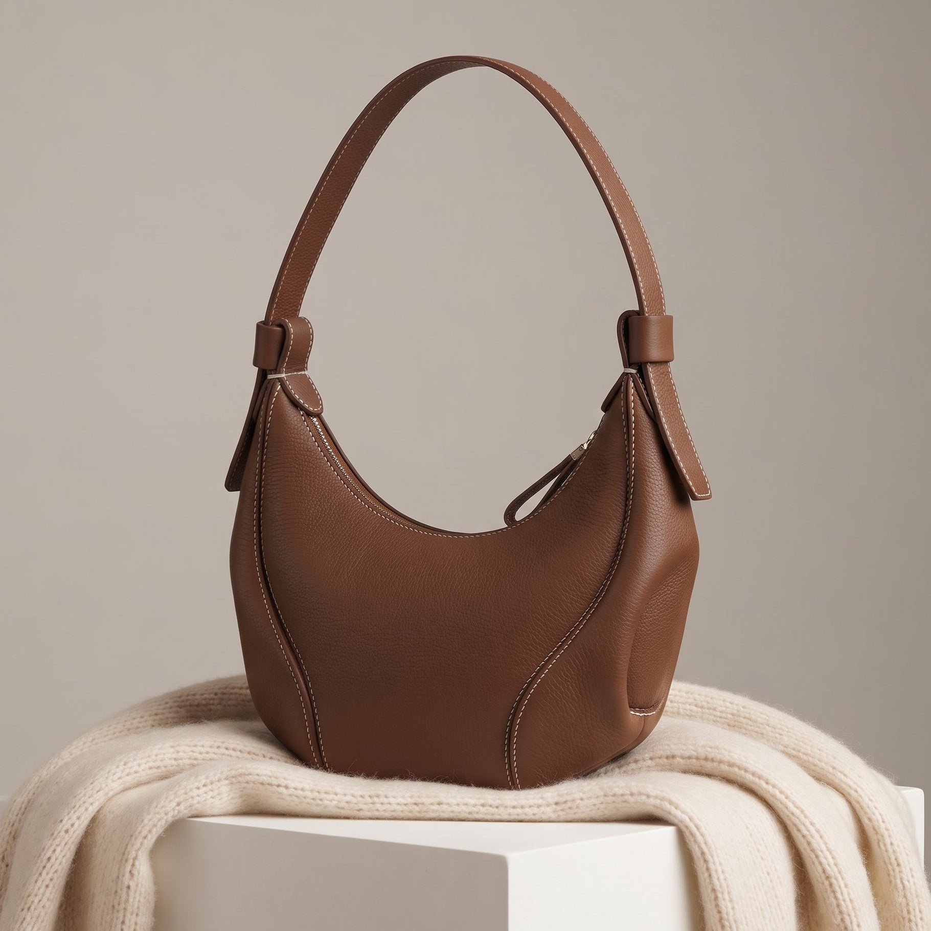 Marabel Leather Baseball Underarm Bag