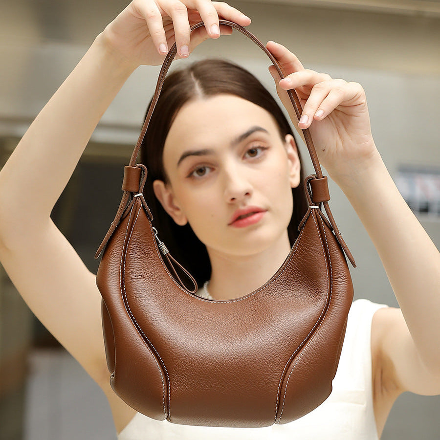 Marabel Leather Baseball Underarm Bag