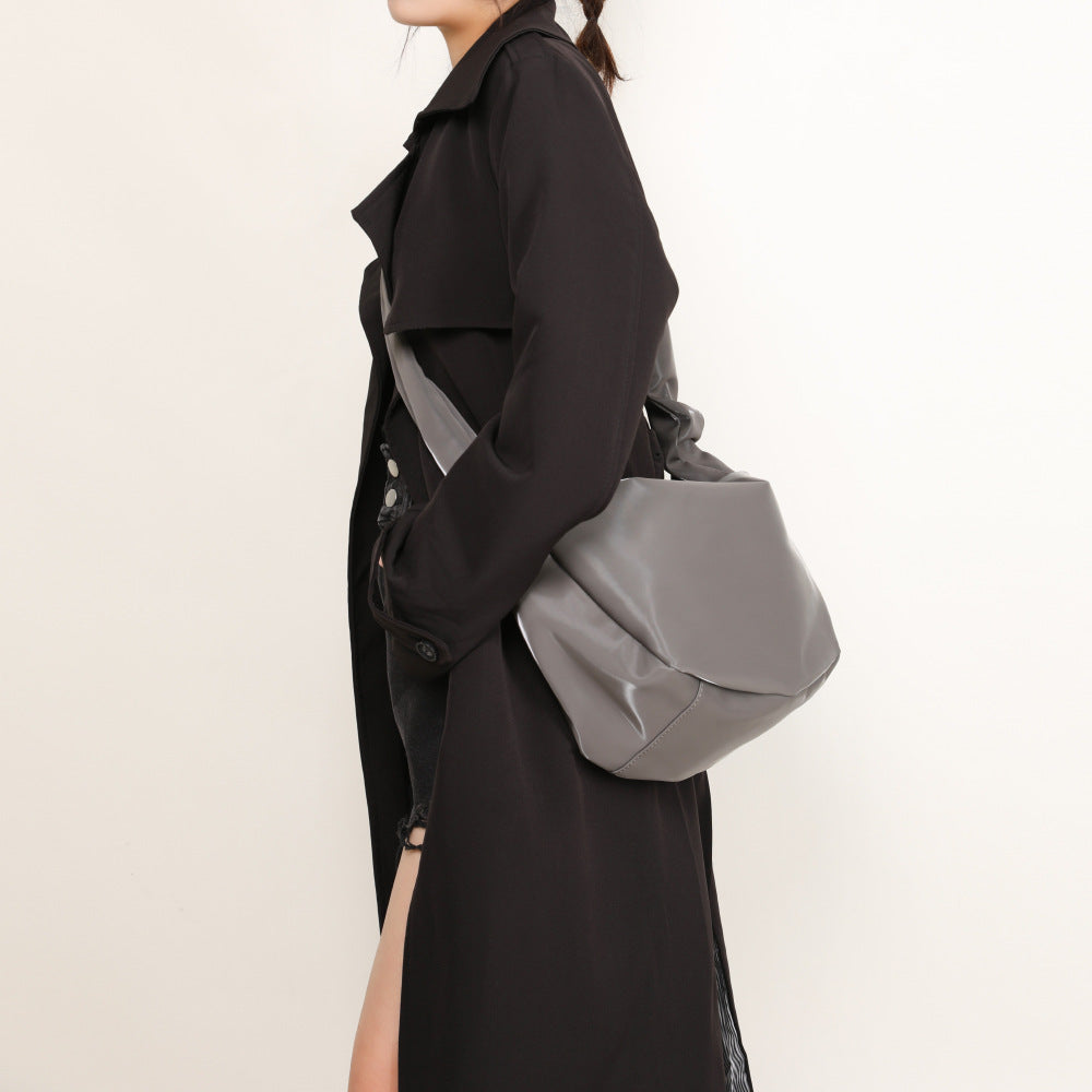 Marabel Shiny Vegan Leather Shoulder Handbag