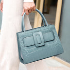 Marabel Croc-Embossed Leather Square Handbag