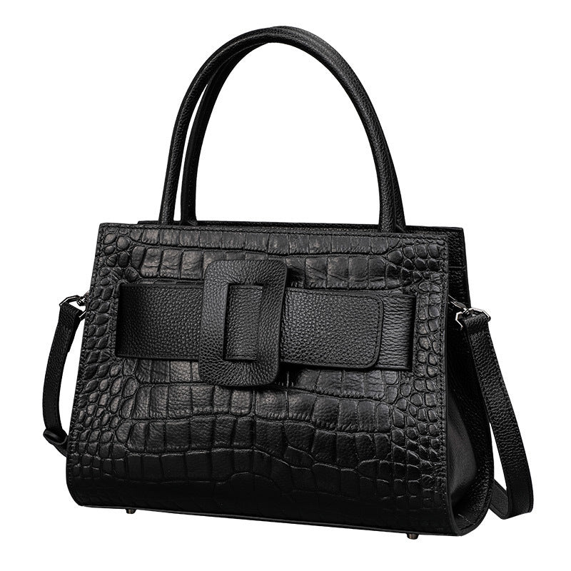 Marabel Croc-Embossed Leather Square Handbag