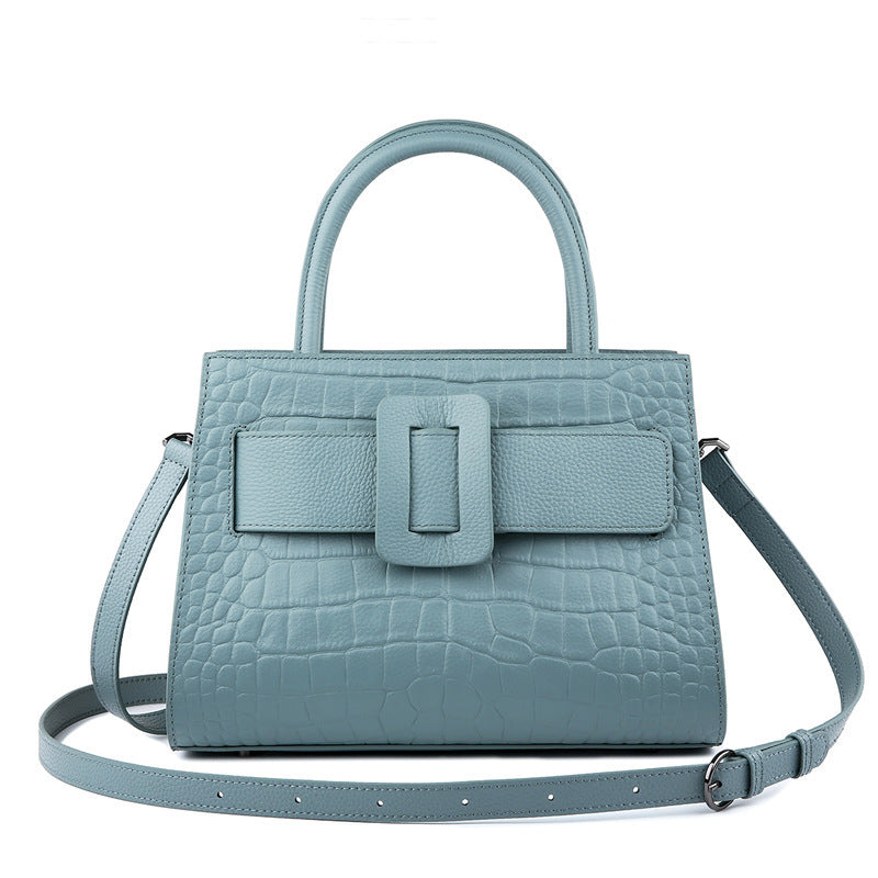 Marabel Croc-Embossed Leather Square Handbag