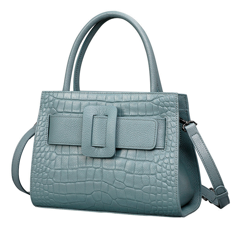 Marabel Croc-Embossed Leather Square Handbag