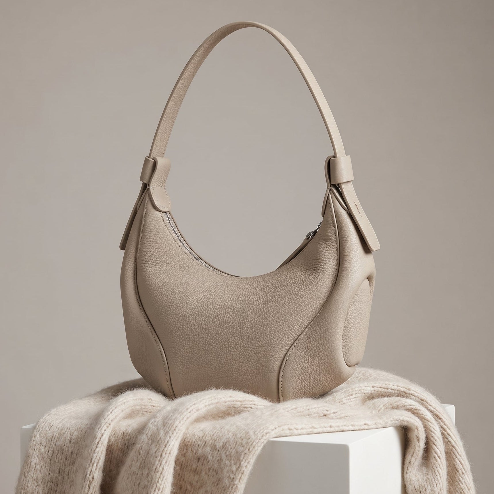 Marabel Leather Baseball Underarm Bag