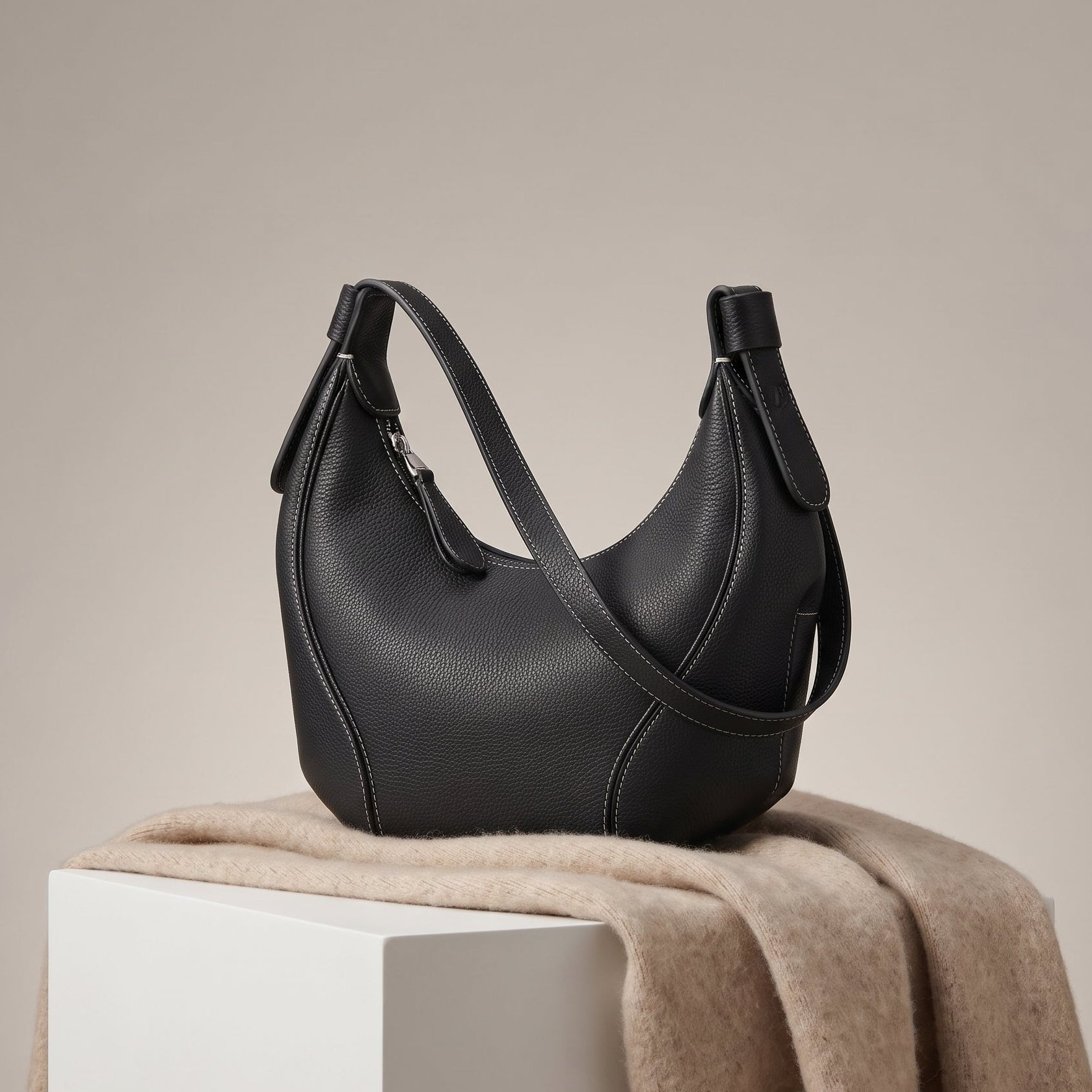 Marabel Leather Baseball Underarm Bag