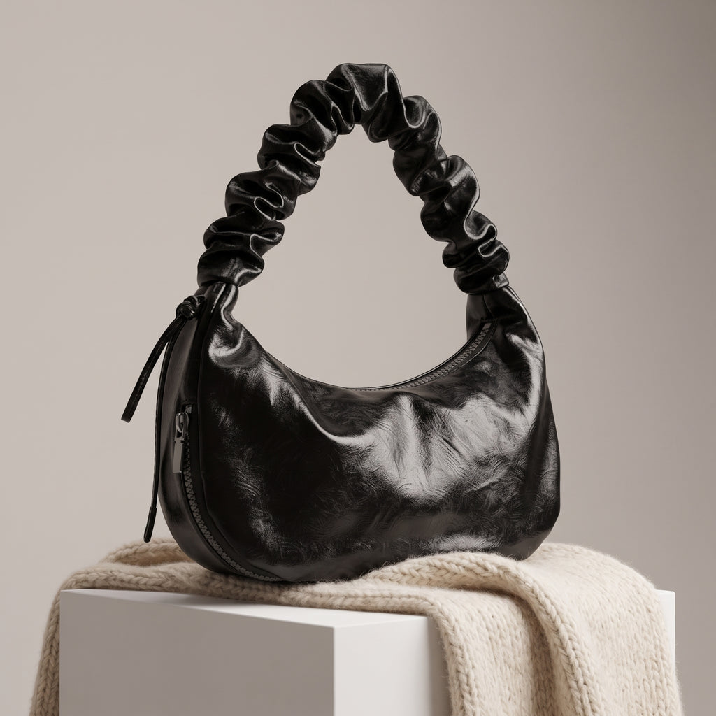 Marabel Shiny Vegan Leather Shoulder Handbag