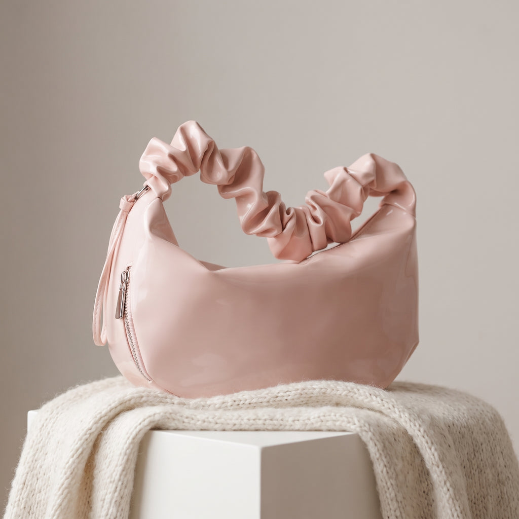 Marabel Shiny Vegan Leather Shoulder Handbag