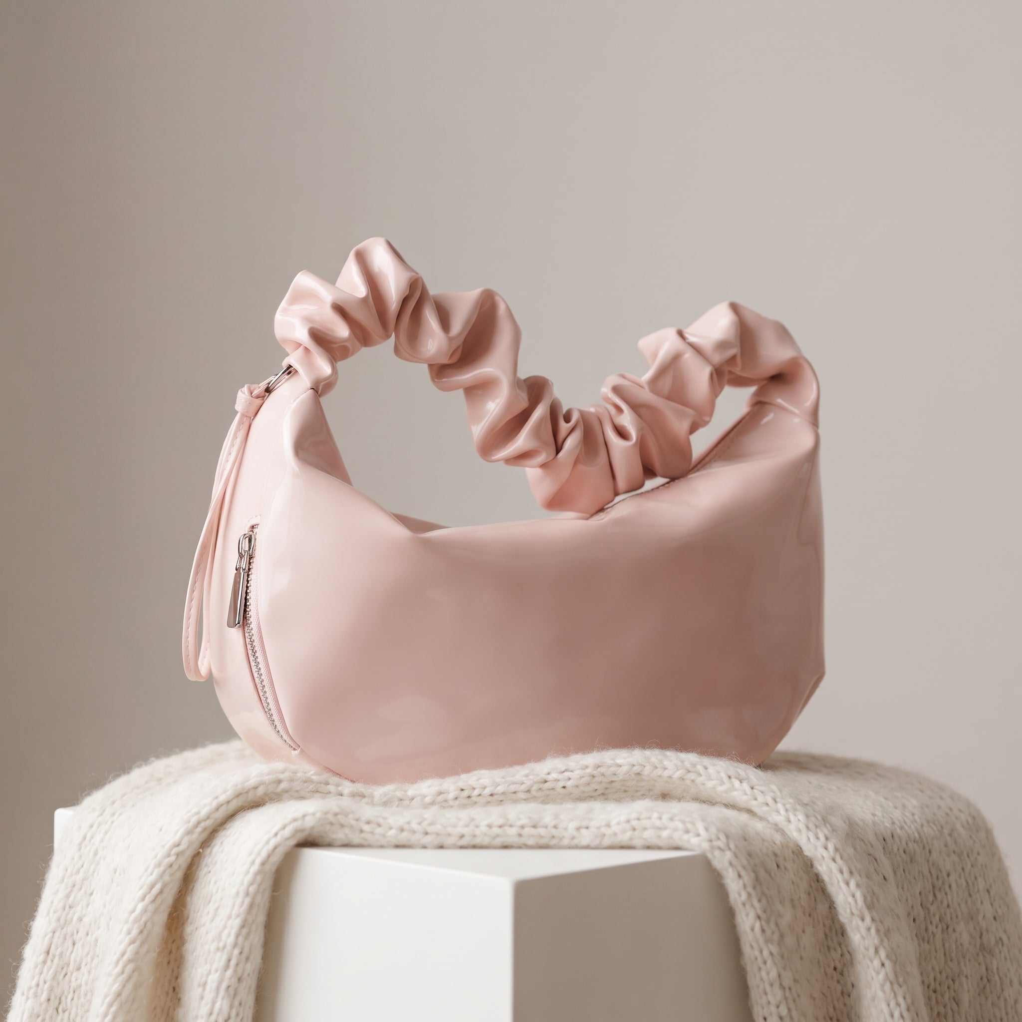 Marabel Shiny Vegan Leather Shoulder Handbag