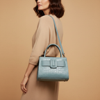 Marabel Croc-Embossed Leather Square Handbag